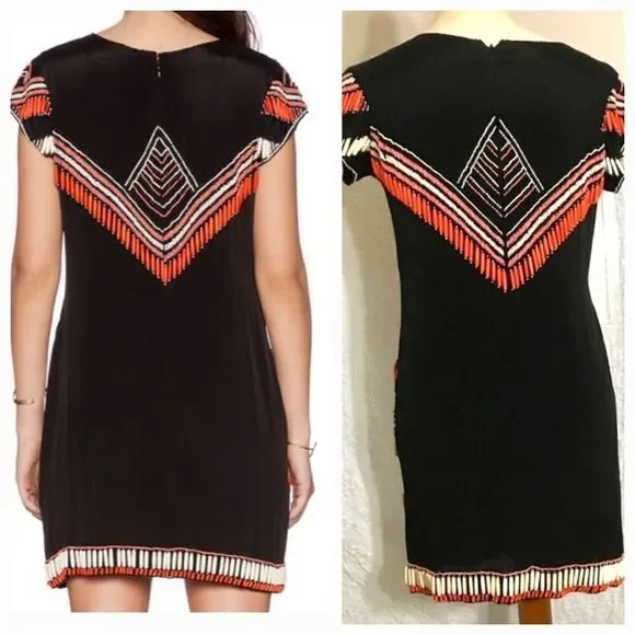 Karina Grimaldi Boho Beaded Mini Dress Size XS